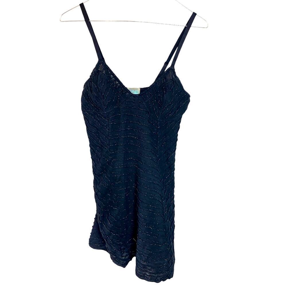 Intimately Free People Slip Dress Size S Semi Sheer metallic cami mini dress
